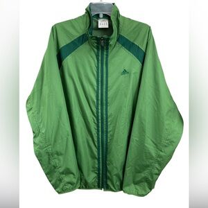 Adidas Windbreaker 3 Stripe Green large Full ZIP Jacket Sz(LG)